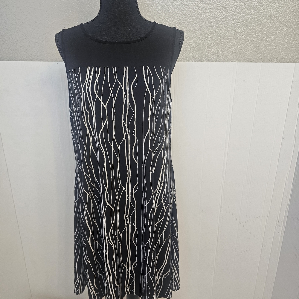 WOMENS VINCE CAMUTO BLACK AND WHITE SLEEVELESS DRESS SIZE LARGE SECRETARY CASUAL